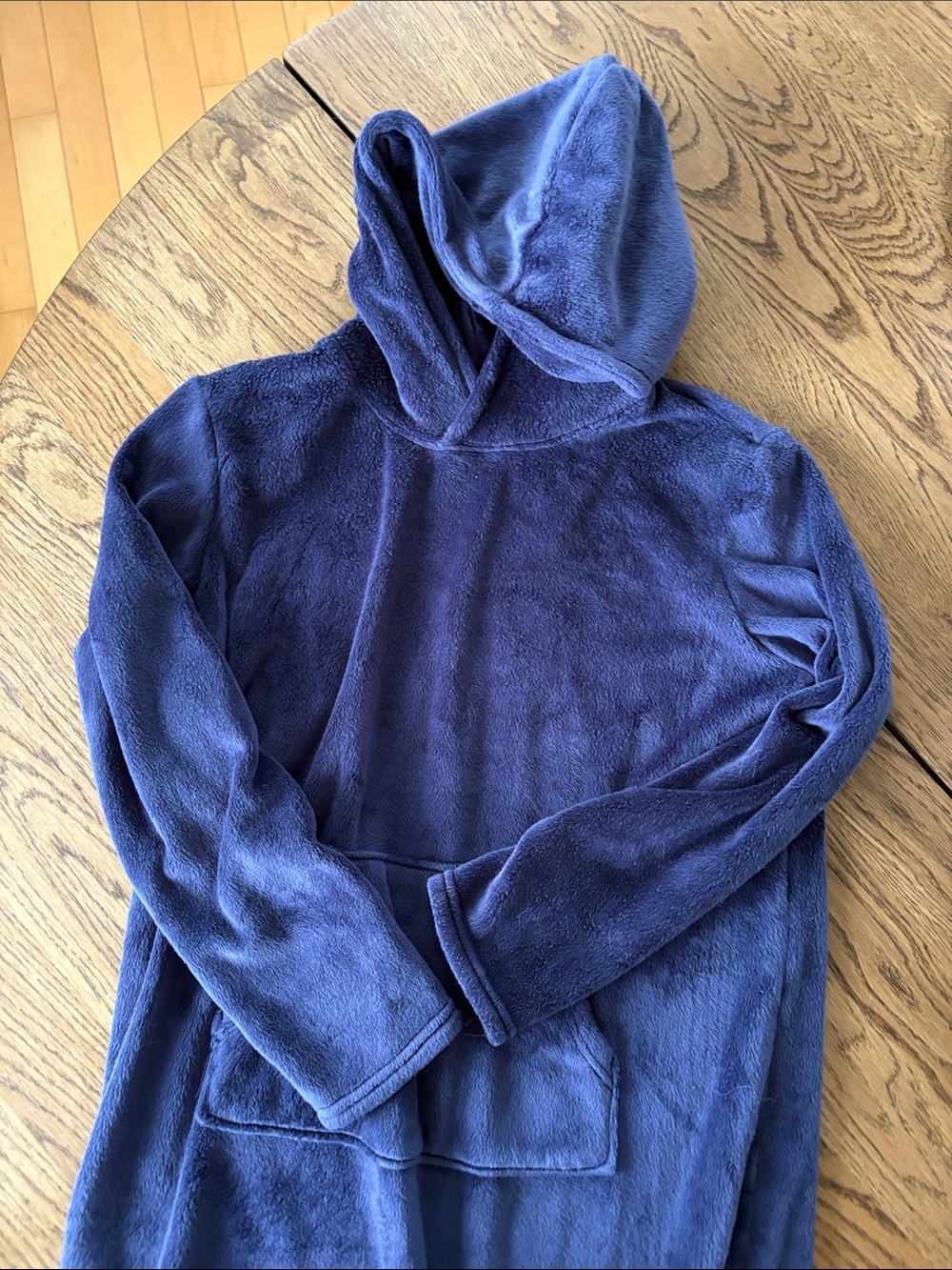 Navy Blue Plush Hooded Sweater